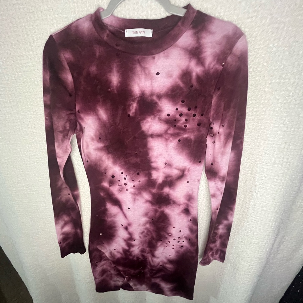 WinWin Burgundy Tie-Dye Mini Dress